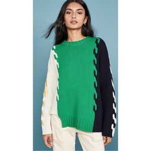 Monse Colorblock Wool Cable Knit Sweater XS